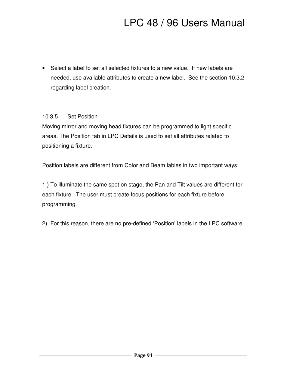 Lpc 48 / 96 users manual | Leprecon LPC V2 User's Manual User Manual | Page 91 / 122