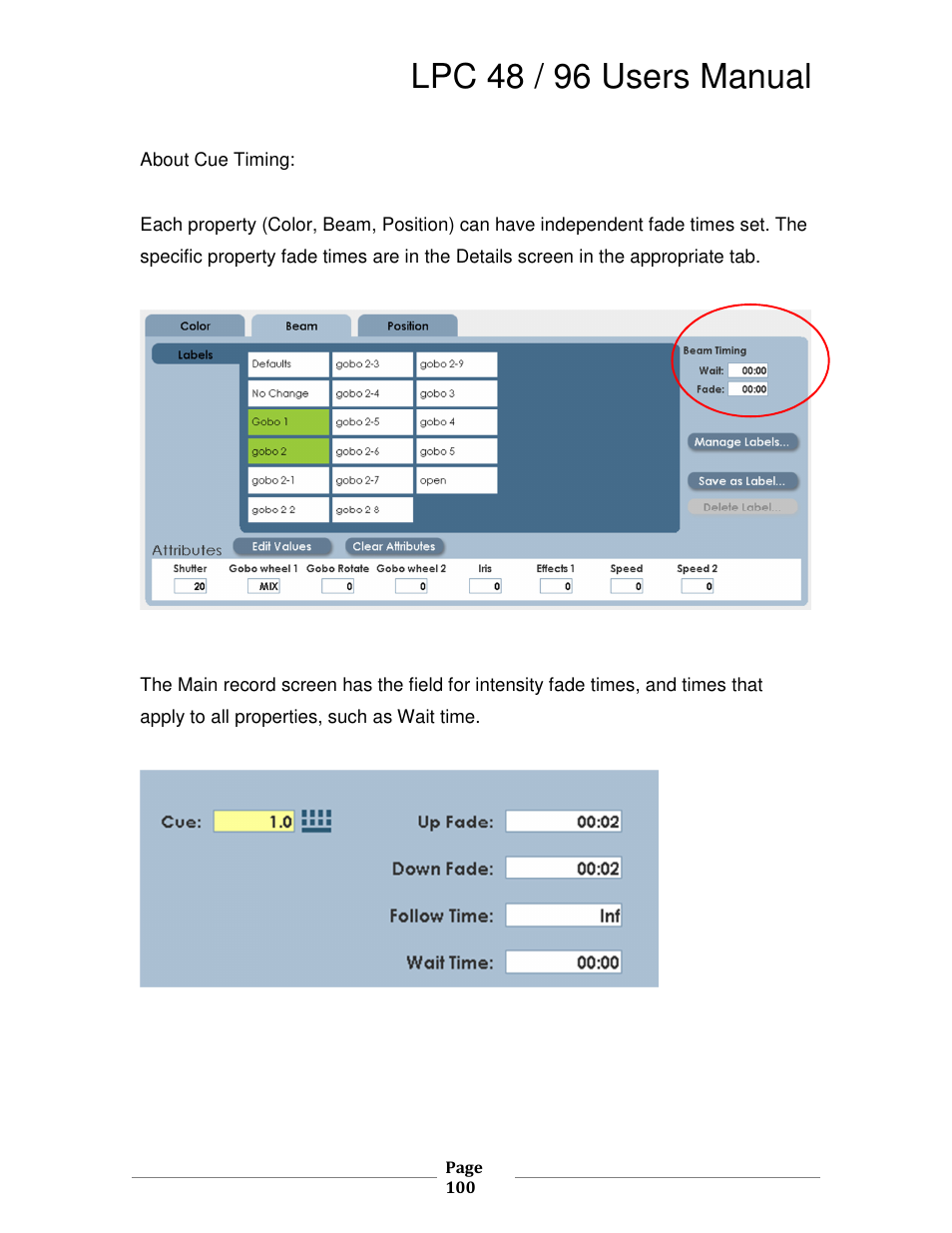 Lpc 48 / 96 users manual | Leprecon LPC V3 User's Manual User Manual | Page 100 / 126