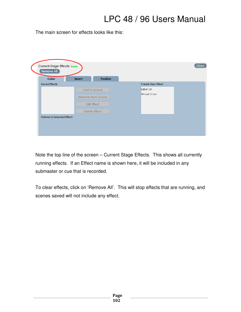 Lpc 48 / 96 users manual | Leprecon LPC V3 User's Manual User Manual | Page 102 / 126