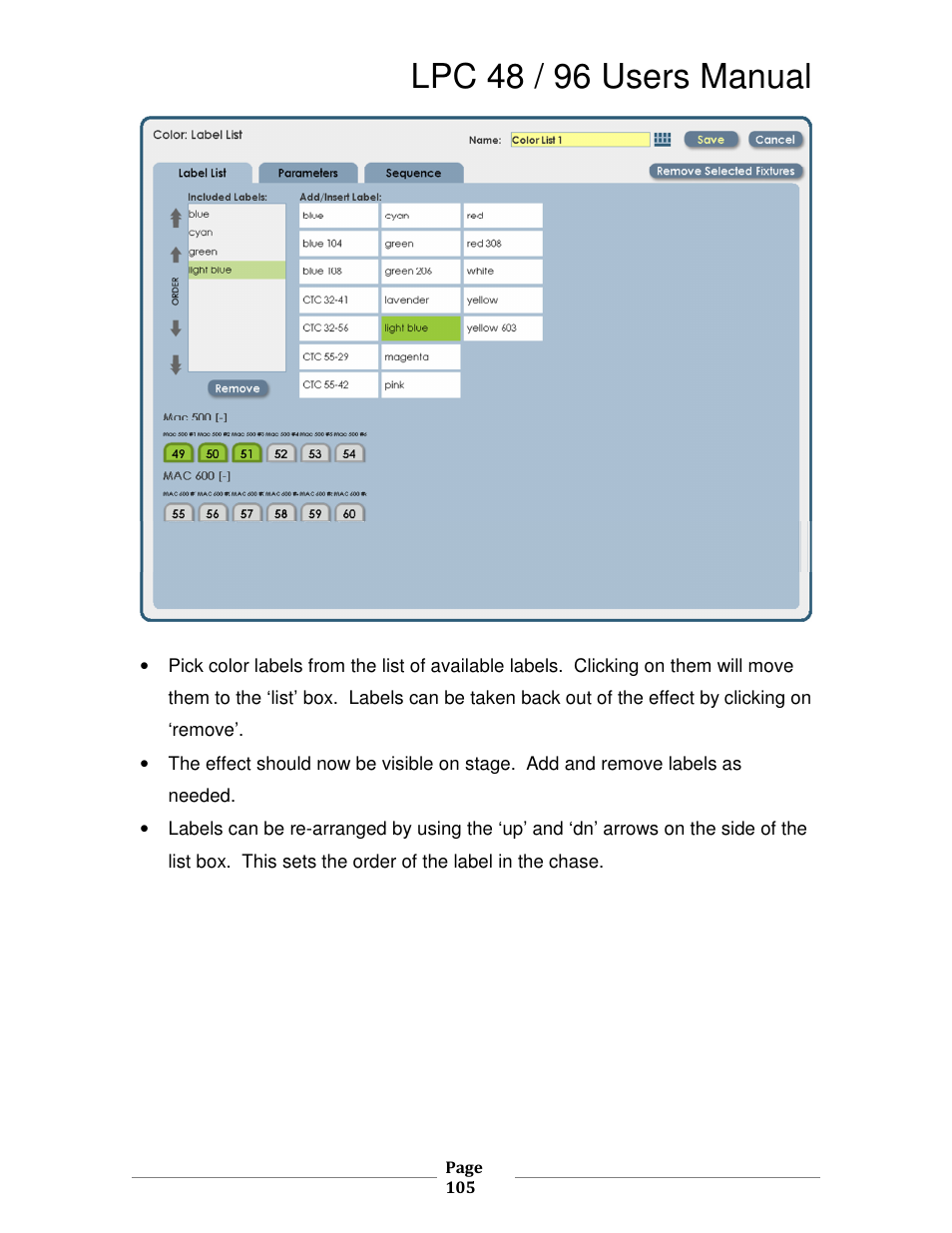 Lpc 48 / 96 users manual | Leprecon LPC V3 User's Manual User Manual | Page 105 / 126