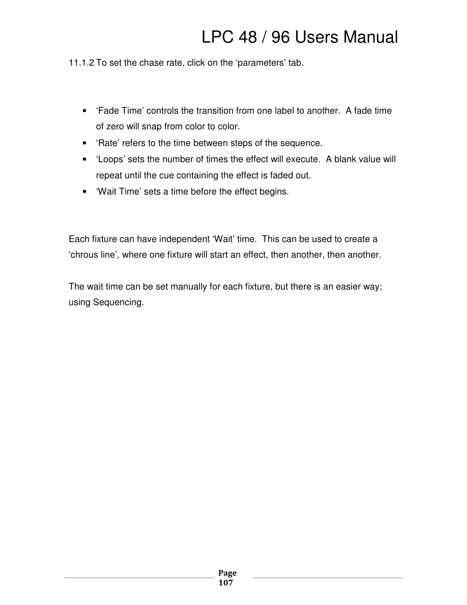 Lpc 48 / 96 users manual | Leprecon LPC V3 User's Manual User Manual | Page 107 / 126