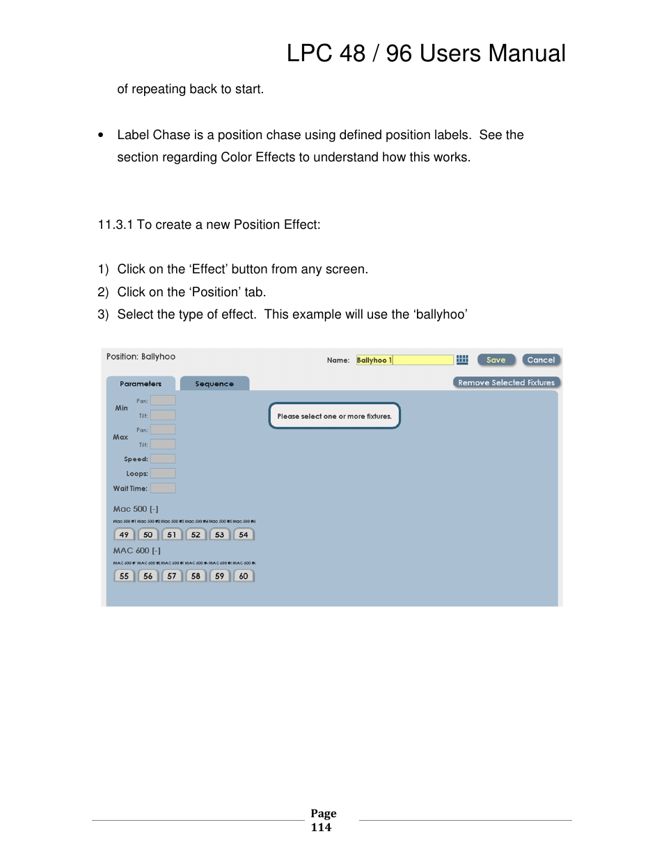 Lpc 48 / 96 users manual | Leprecon LPC V3 User's Manual User Manual | Page 114 / 126