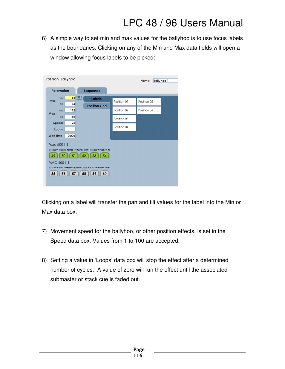 Lpc 48 / 96 users manual | Leprecon LPC V3 User's Manual User Manual | Page 116 / 126