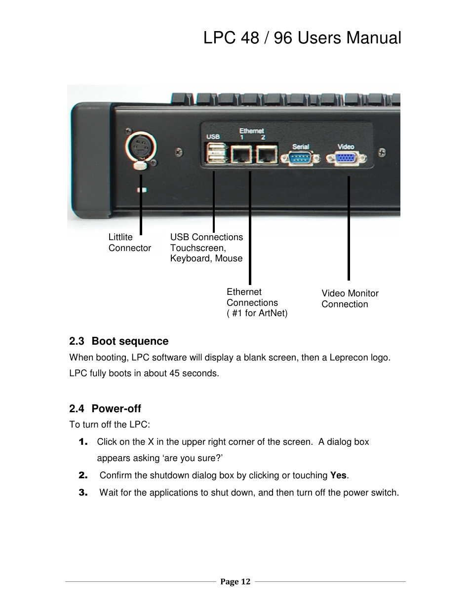 Lpc 48 / 96 users manual | Leprecon LPC V3 User's Manual User Manual | Page 12 / 126