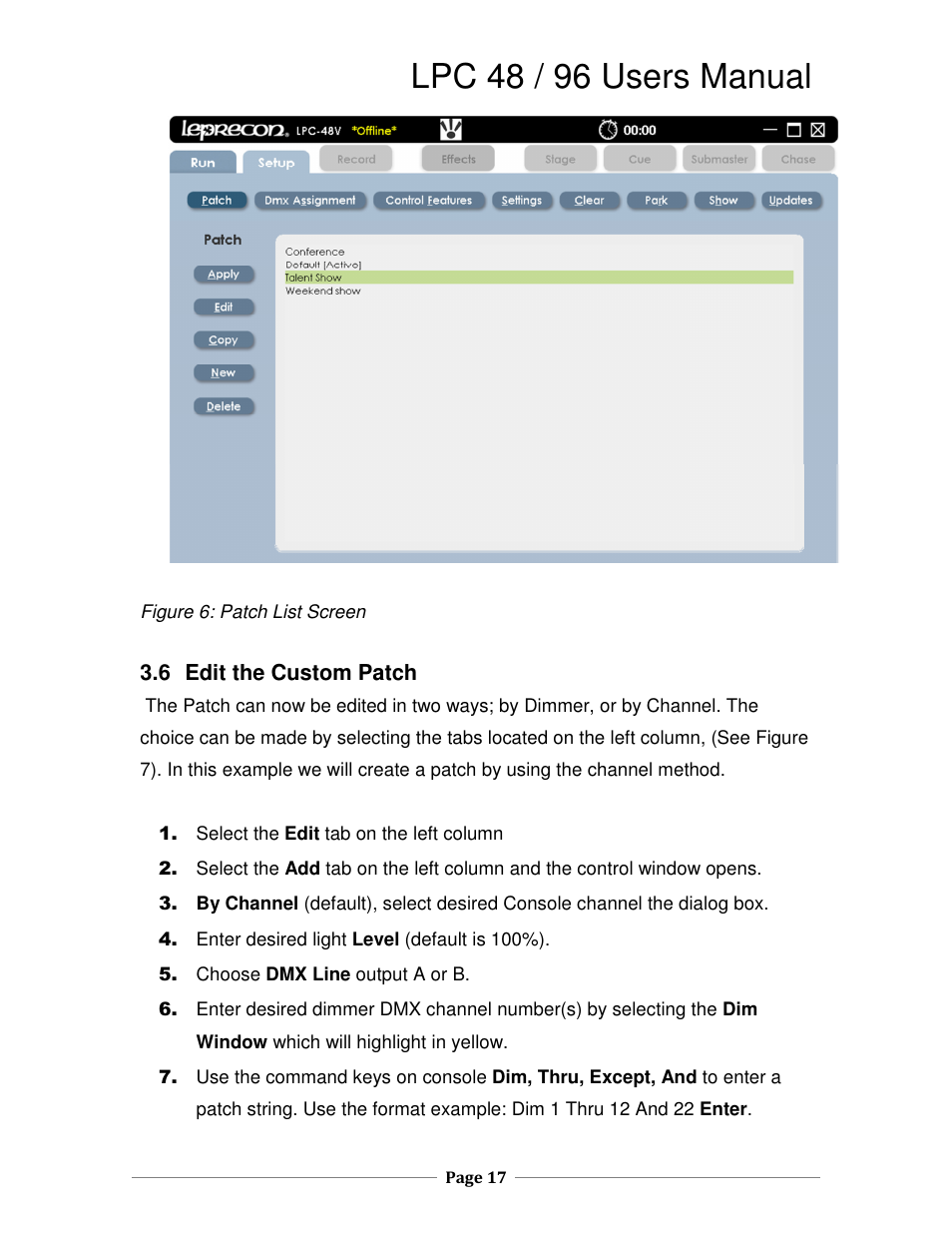 Lpc 48 / 96 users manual | Leprecon LPC V3 User's Manual User Manual | Page 17 / 126