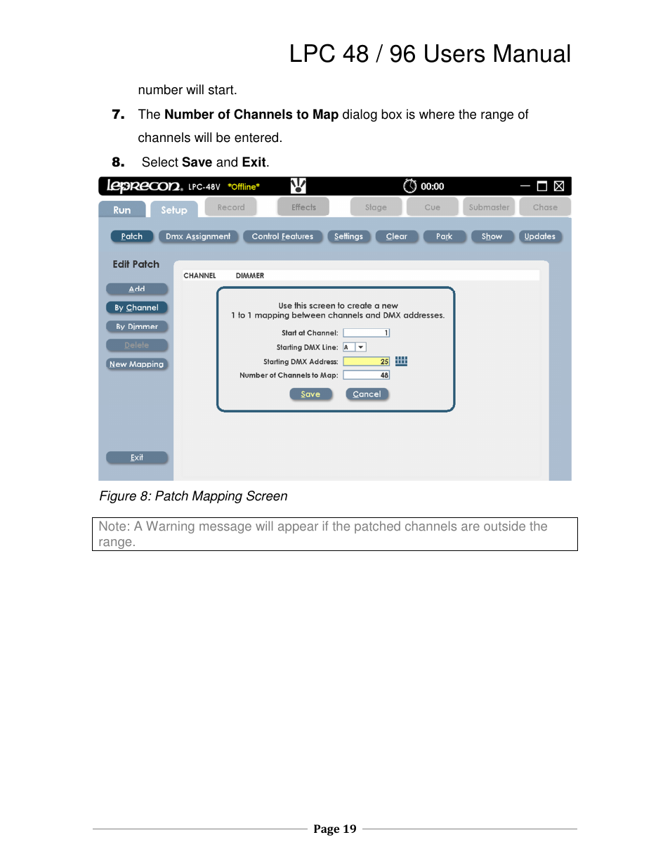 Lpc 48 / 96 users manual | Leprecon LPC V3 User's Manual User Manual | Page 19 / 126