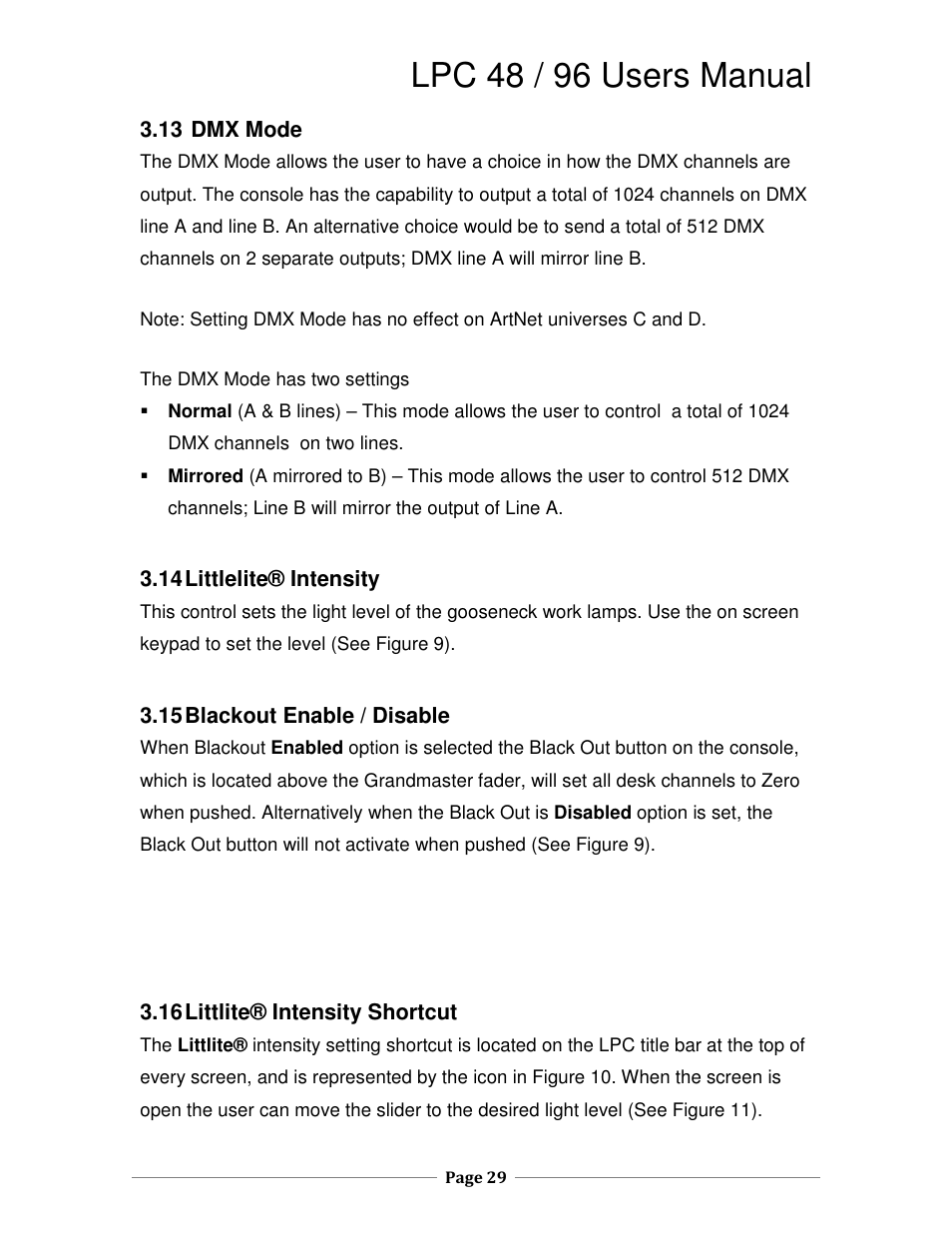 Lpc 48 / 96 users manual | Leprecon LPC V3 User's Manual User Manual | Page 29 / 126