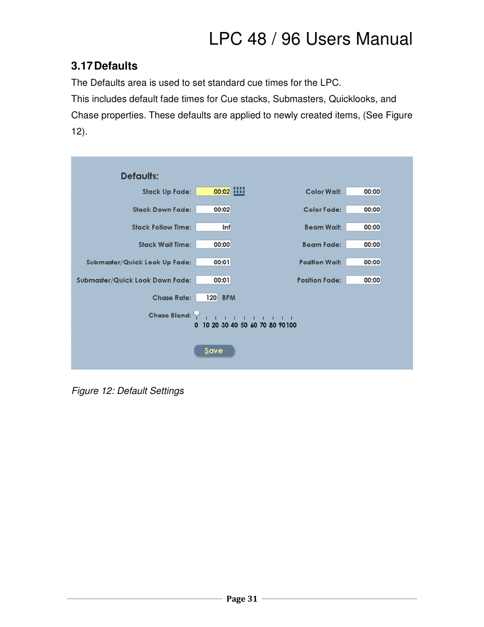 Lpc 48 / 96 users manual | Leprecon LPC V3 User's Manual User Manual | Page 31 / 126
