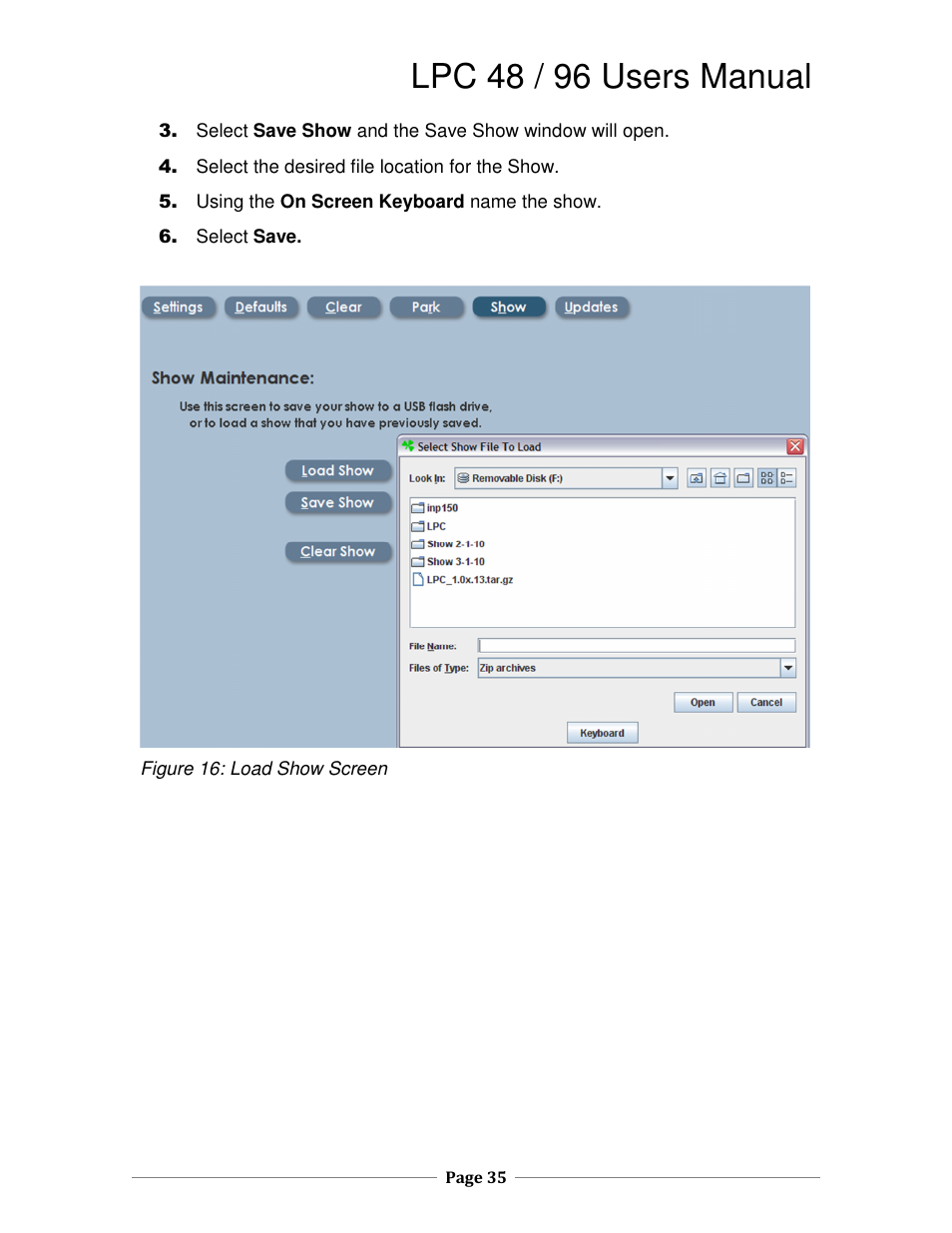 Lpc 48 / 96 users manual | Leprecon LPC V3 User's Manual User Manual | Page 35 / 126