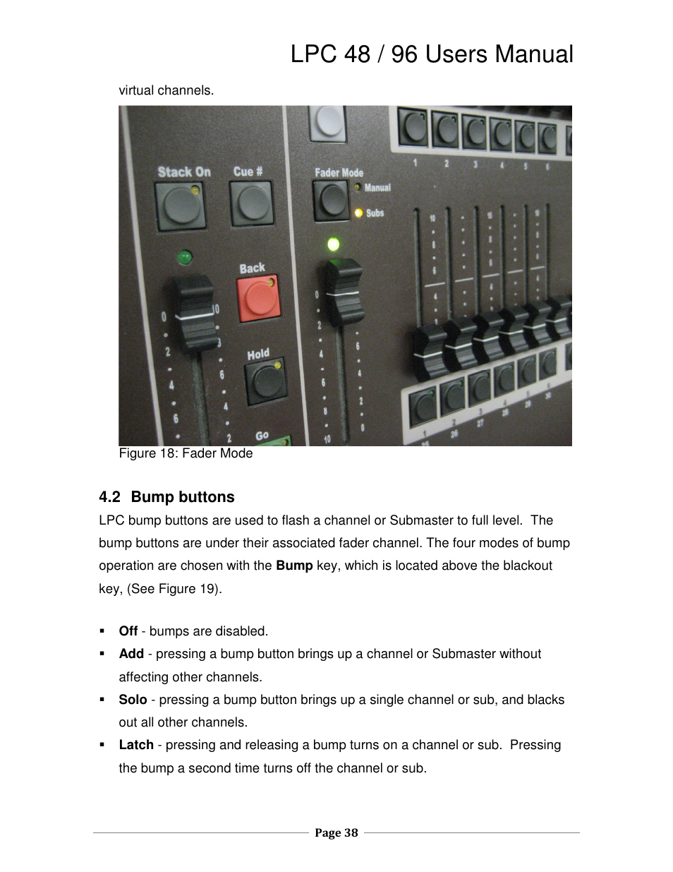Lpc 48 / 96 users manual | Leprecon LPC V3 User's Manual User Manual | Page 38 / 126