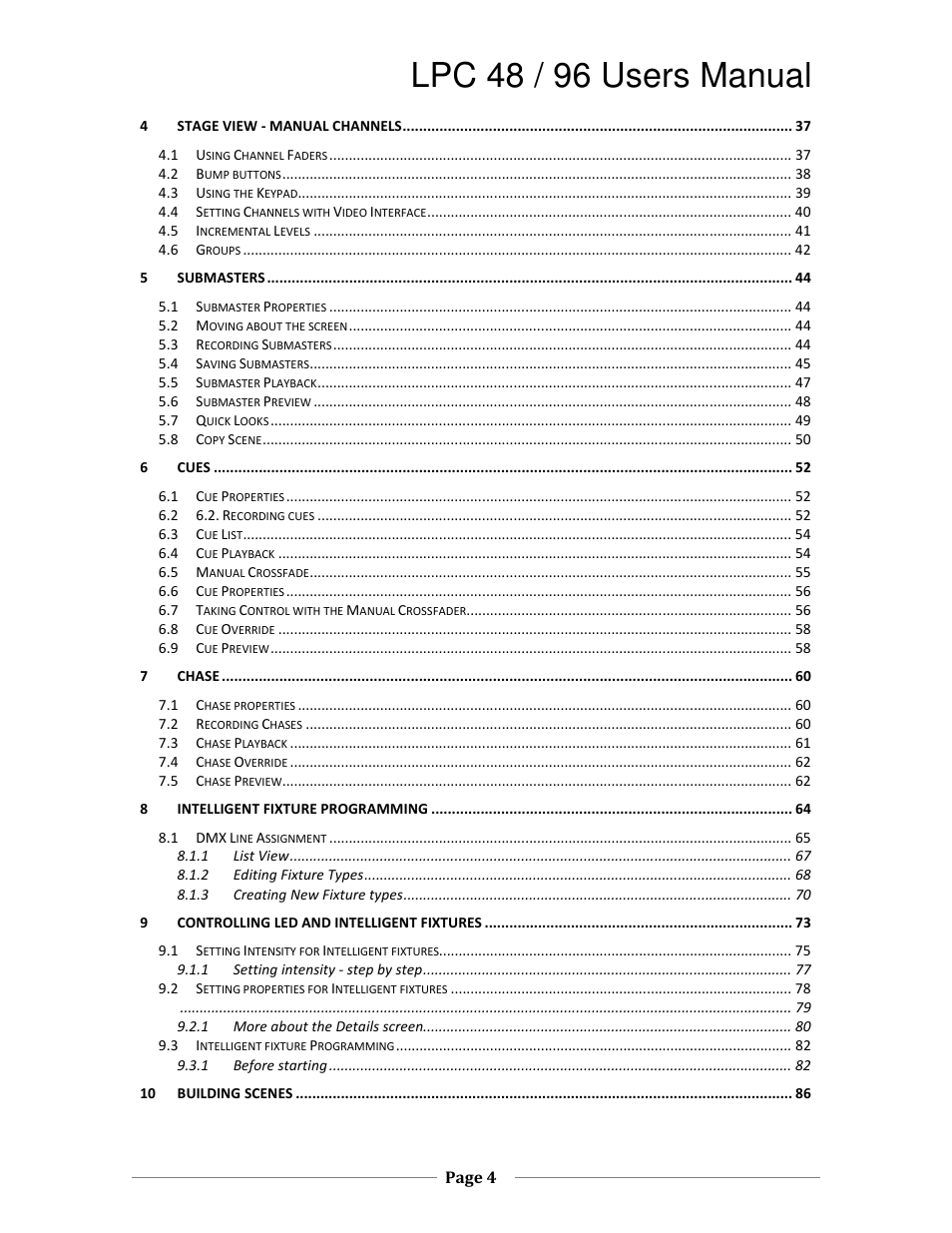 Lpc 48 / 96 users manual | Leprecon LPC V3 User's Manual User Manual | Page 4 / 126