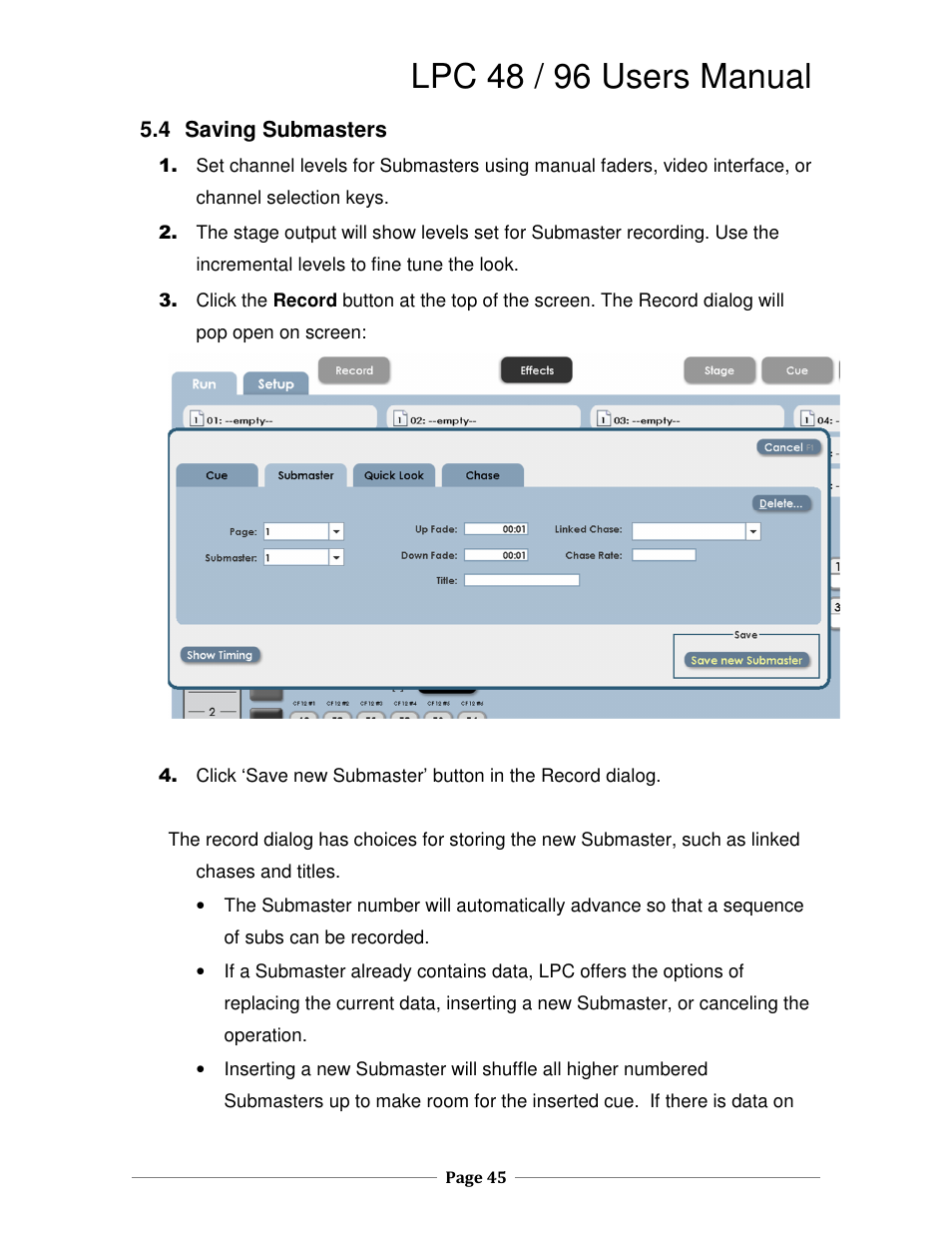 Lpc 48 / 96 users manual | Leprecon LPC V3 User's Manual User Manual | Page 45 / 126