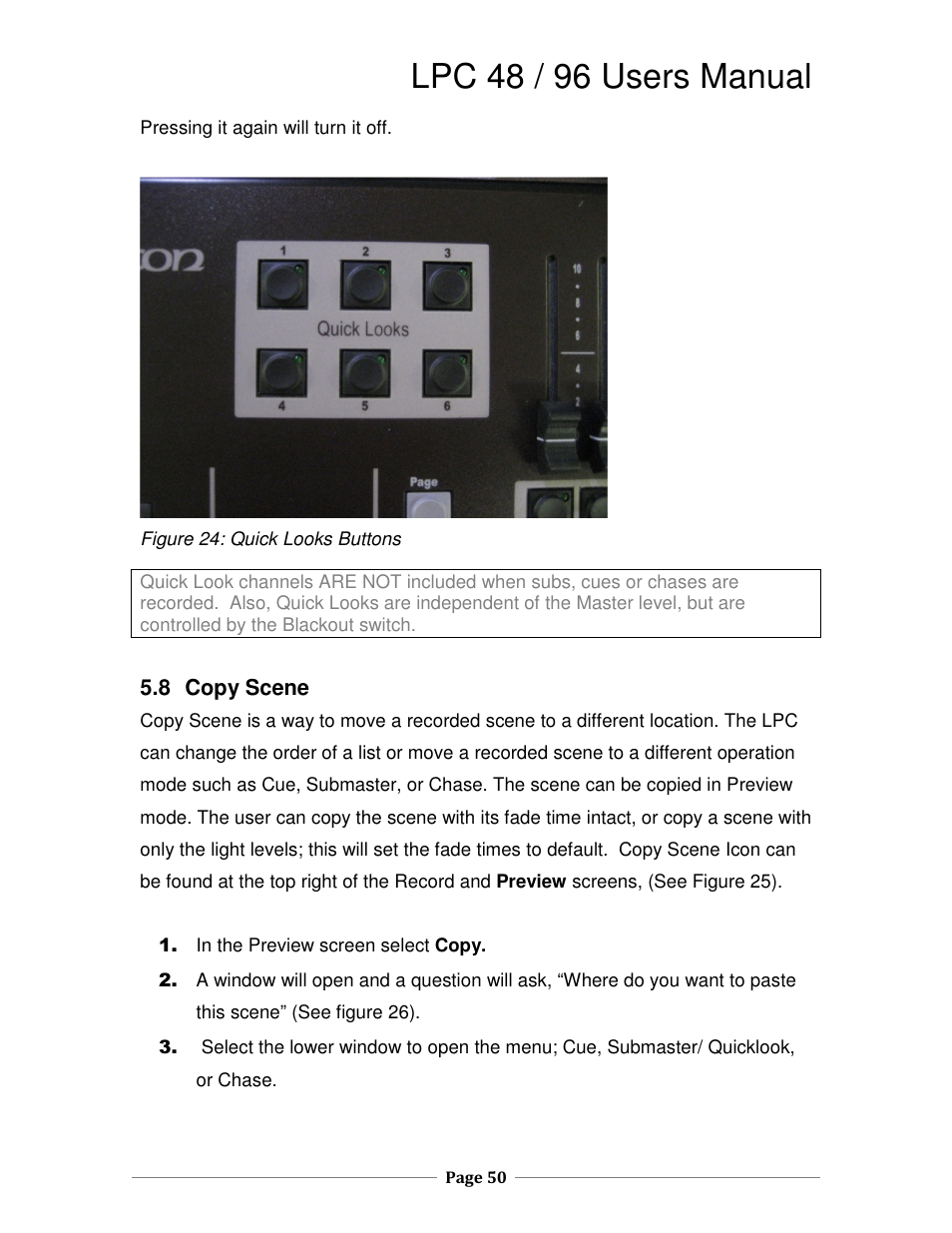 Lpc 48 / 96 users manual | Leprecon LPC V3 User's Manual User Manual | Page 50 / 126