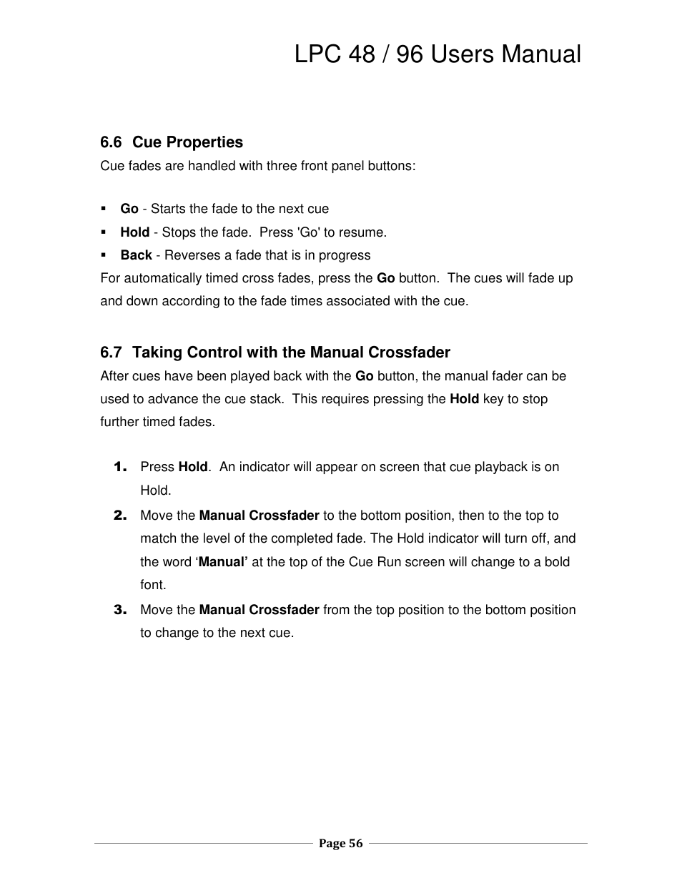 Lpc 48 / 96 users manual | Leprecon LPC V3 User's Manual User Manual | Page 56 / 126