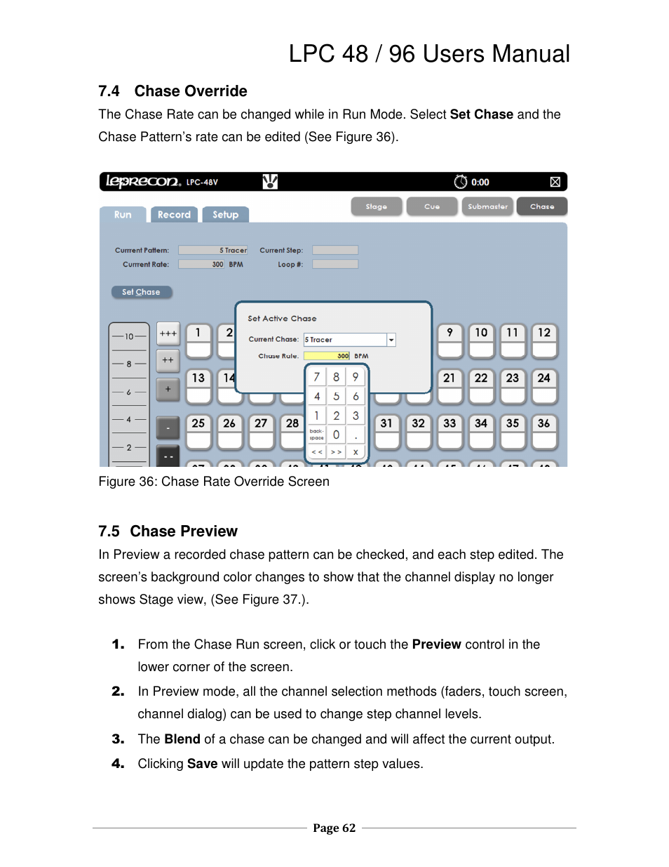 Lpc 48 / 96 users manual | Leprecon LPC V3 User's Manual User Manual | Page 62 / 126