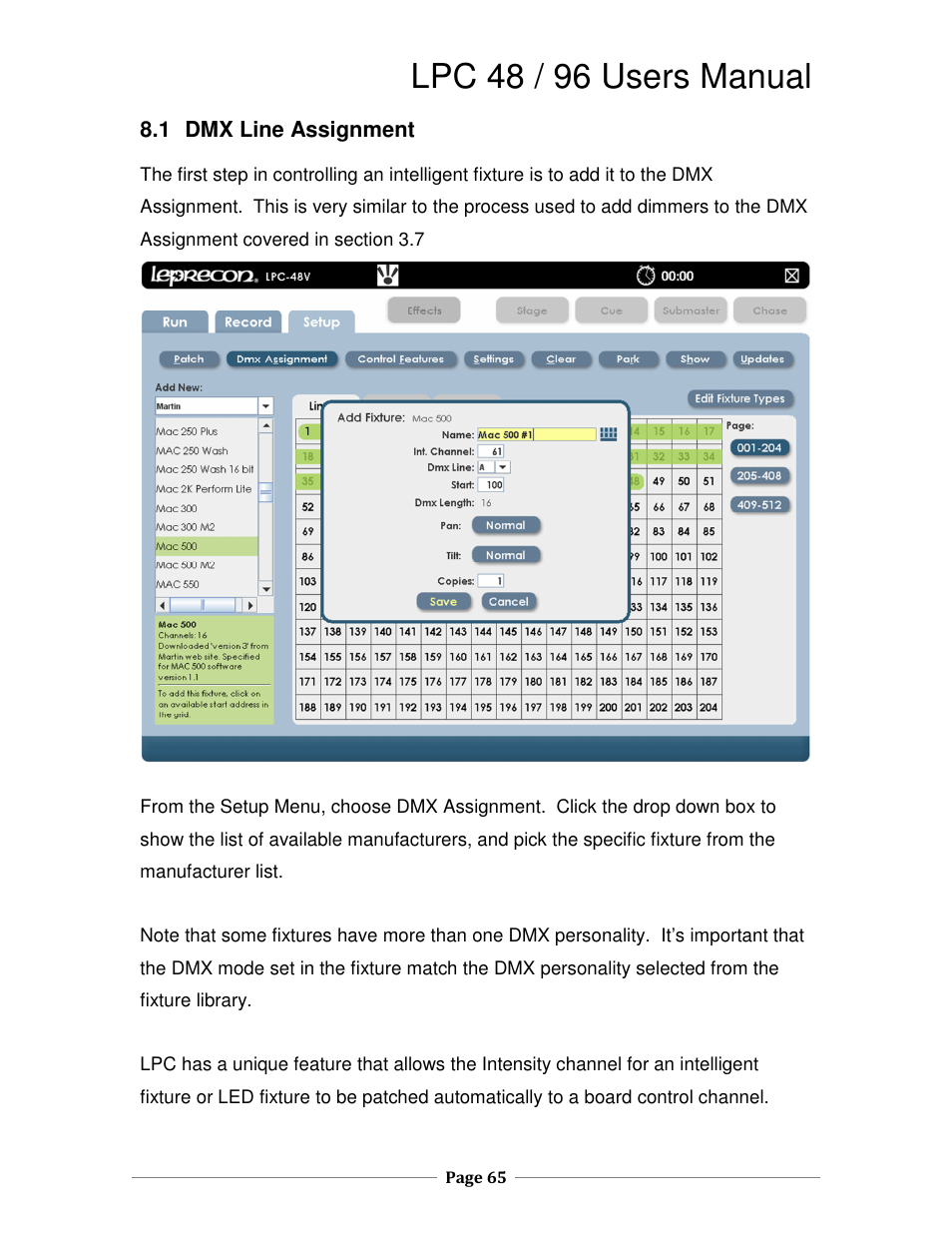 Lpc 48 / 96 users manual | Leprecon LPC V3 User's Manual User Manual | Page 65 / 126