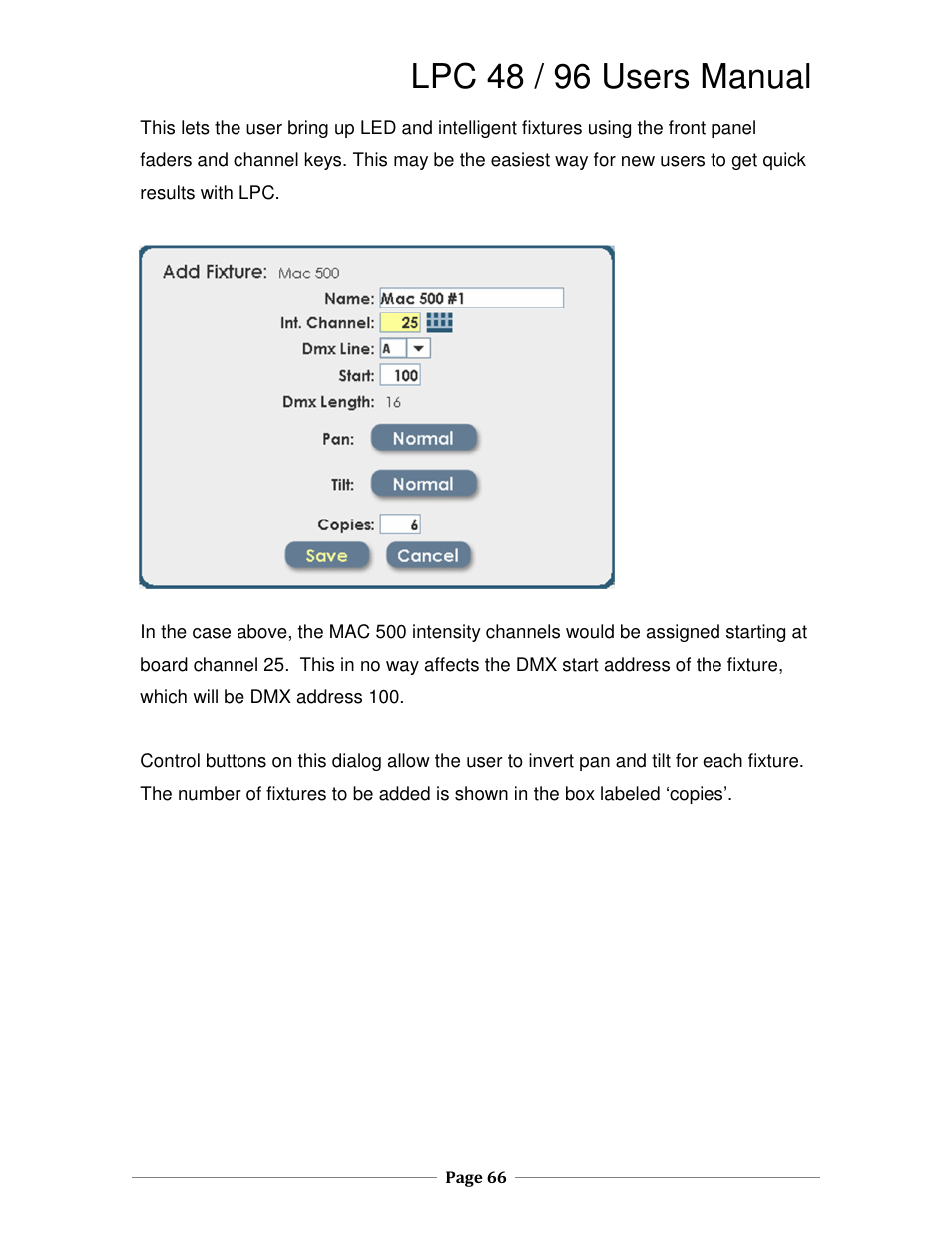 Lpc 48 / 96 users manual | Leprecon LPC V3 User's Manual User Manual | Page 66 / 126