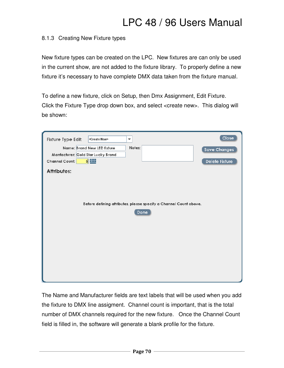 Lpc 48 / 96 users manual | Leprecon LPC V3 User's Manual User Manual | Page 70 / 126