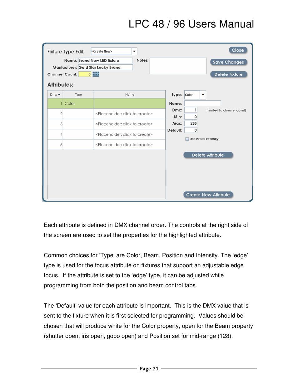 Lpc 48 / 96 users manual | Leprecon LPC V3 User's Manual User Manual | Page 71 / 126