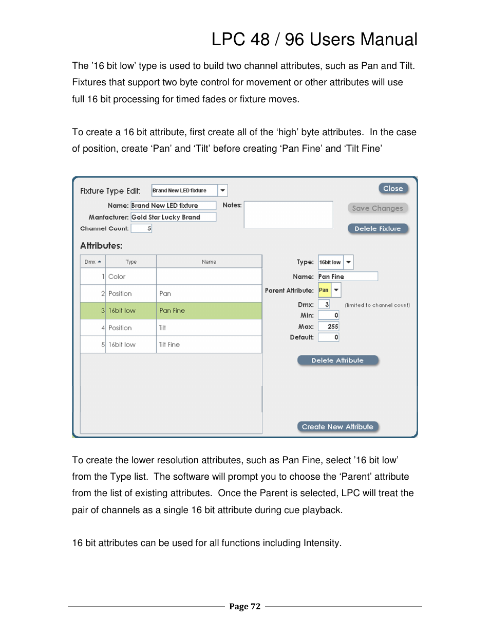 Lpc 48 / 96 users manual | Leprecon LPC V3 User's Manual User Manual | Page 72 / 126