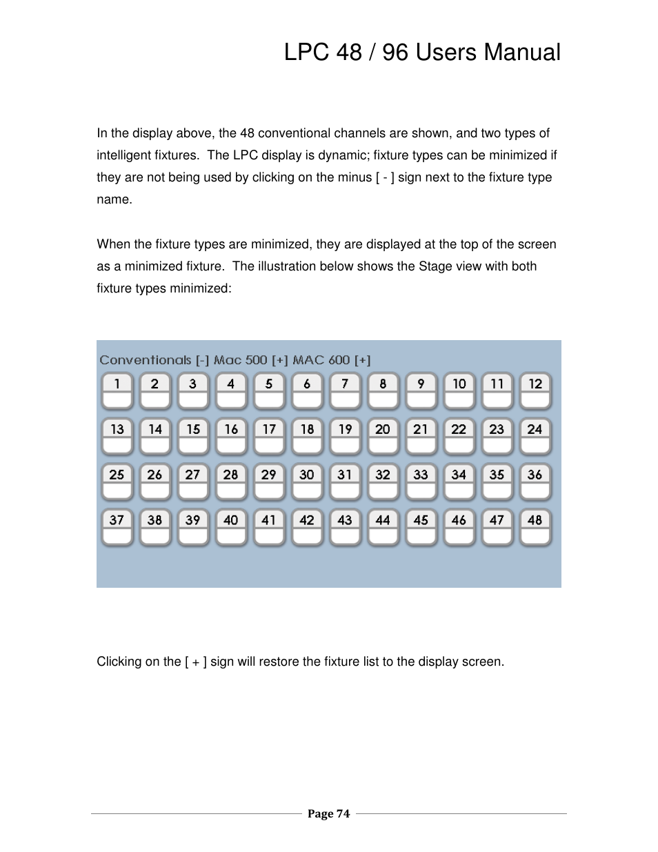 Lpc 48 / 96 users manual | Leprecon LPC V3 User's Manual User Manual | Page 74 / 126