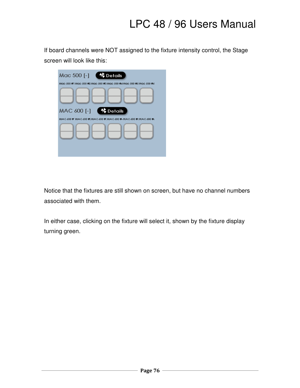 Lpc 48 / 96 users manual | Leprecon LPC V3 User's Manual User Manual | Page 76 / 126
