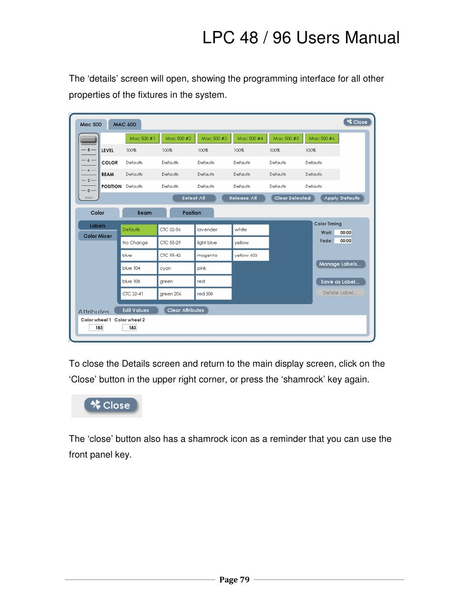 Lpc 48 / 96 users manual | Leprecon LPC V3 User's Manual User Manual | Page 79 / 126
