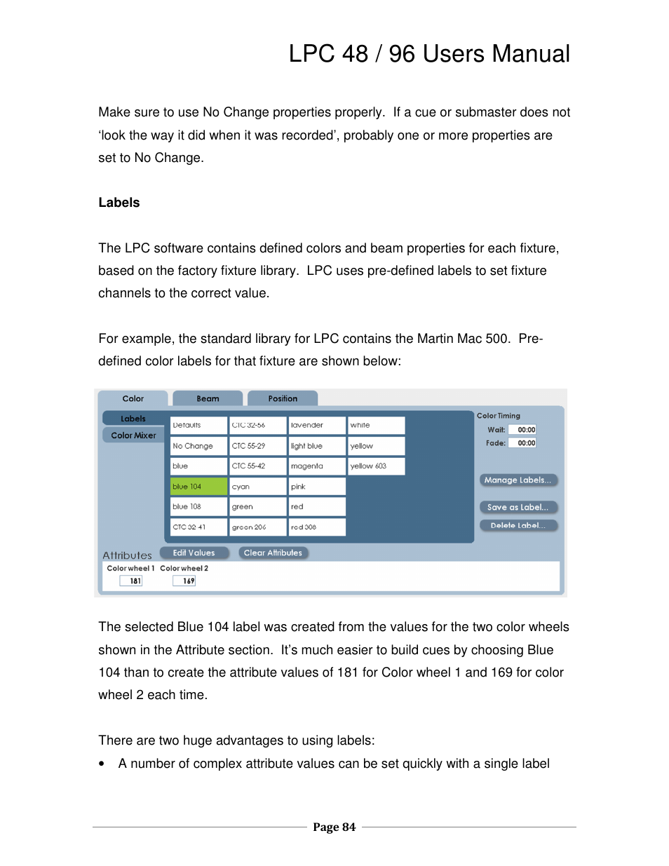 Lpc 48 / 96 users manual | Leprecon LPC V3 User's Manual User Manual | Page 84 / 126