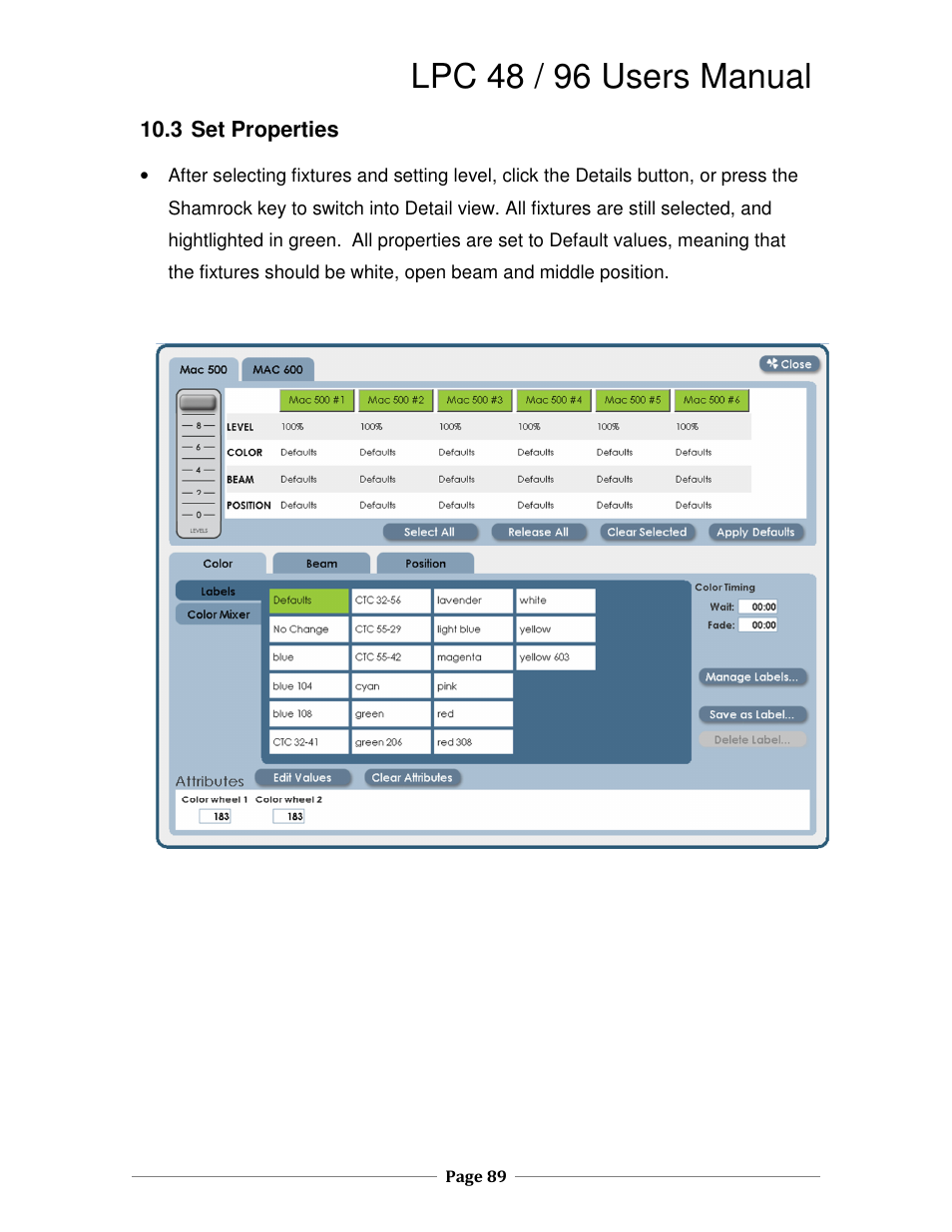Lpc 48 / 96 users manual | Leprecon LPC V3 User's Manual User Manual | Page 89 / 126