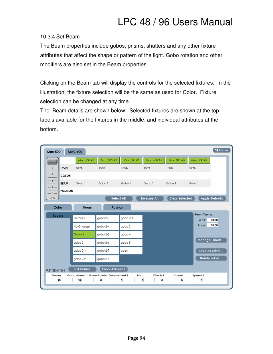 Lpc 48 / 96 users manual | Leprecon LPC V3 User's Manual User Manual | Page 94 / 126