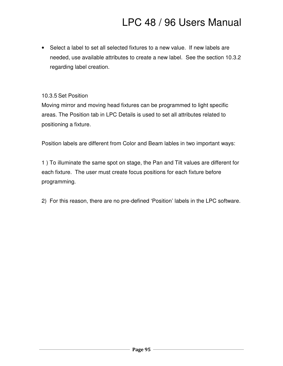 Lpc 48 / 96 users manual | Leprecon LPC V3 User's Manual User Manual | Page 95 / 126