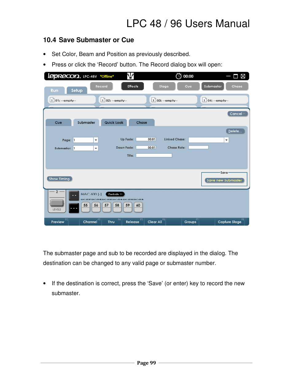 Lpc 48 / 96 users manual | Leprecon LPC V3 User's Manual User Manual | Page 99 / 126