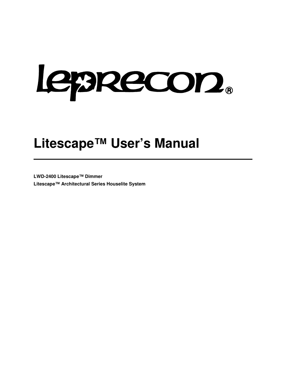 Leprecon Litescape dimmer User Manual | 79 pages