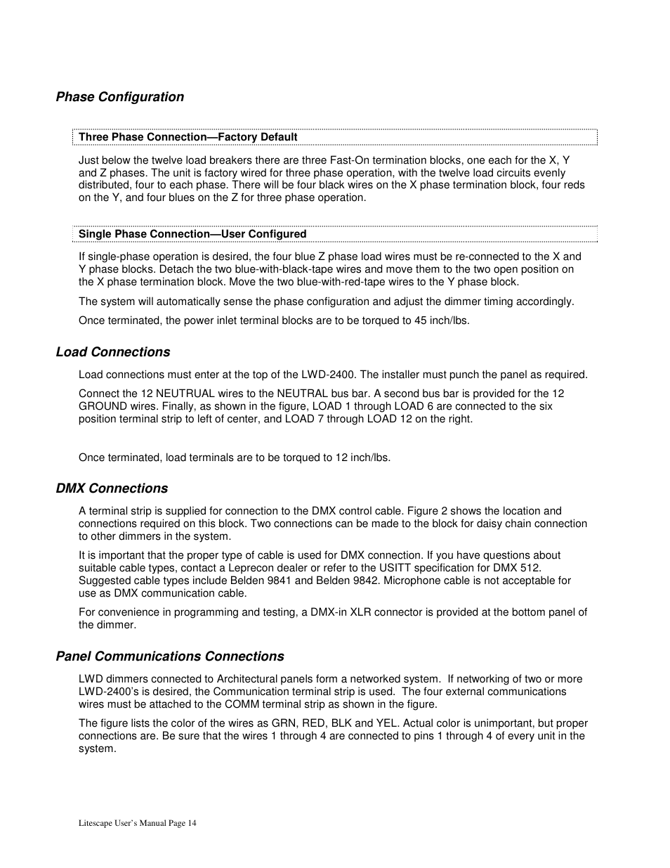 Leprecon Litescape dimmer User Manual | Page 16 / 79