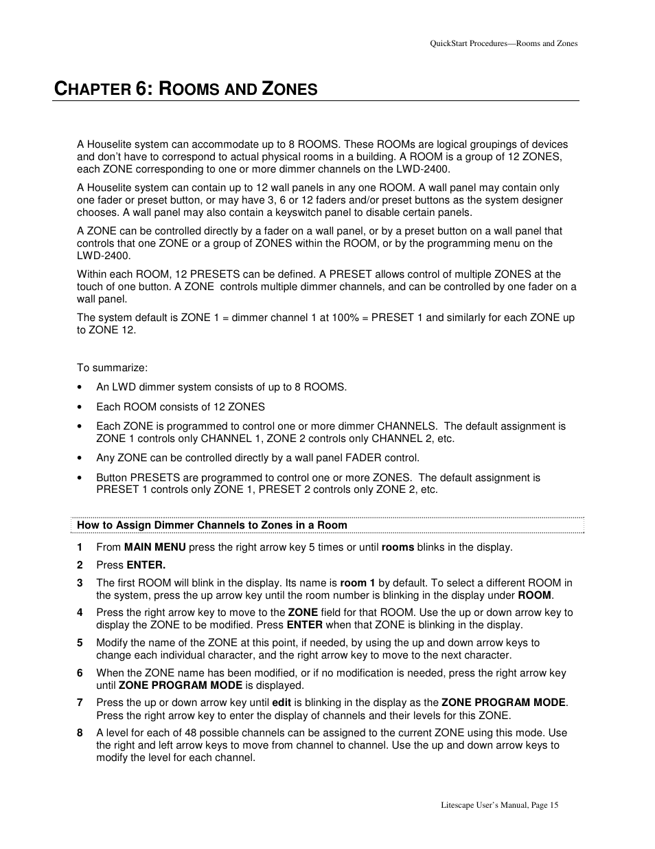 Hapter, Ooms and, Ones | Leprecon Litescape dimmer User Manual | Page 31 / 79