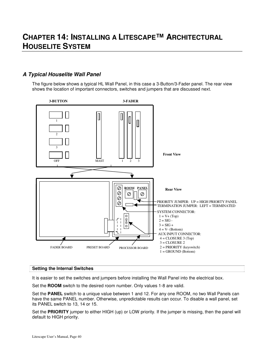 Hapter, Nstalling a, Itescape | Rchitectural, Ouselite, Ystem | Leprecon Litescape dimmer User Manual | Page 56 / 79