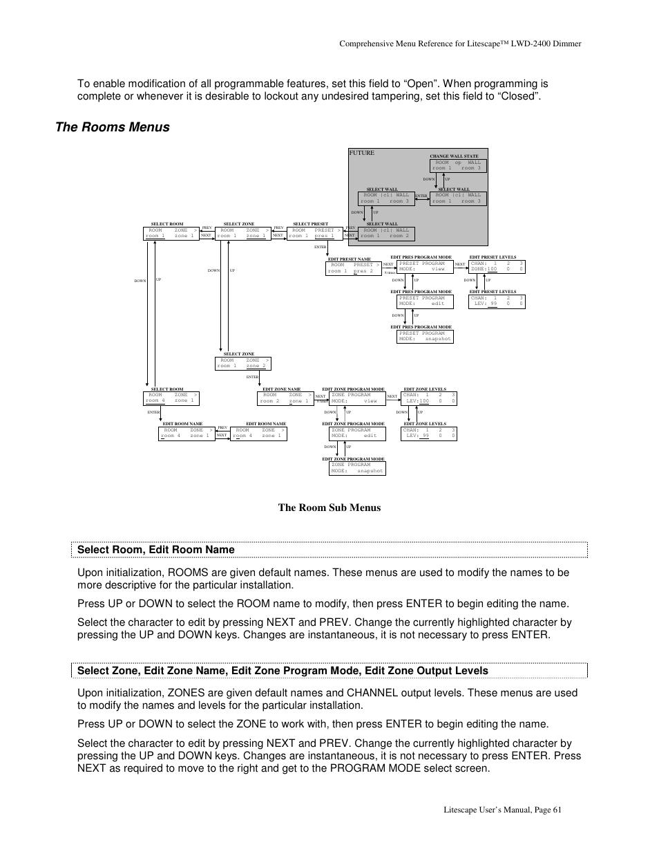 The rooms menus | Leprecon Litescape dimmer User Manual | Page 77 / 79