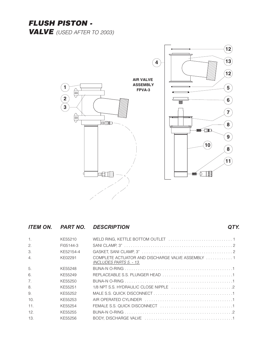 Flush piston - valve, Used after to 2003) | Cleveland Range (T) MKDL-125-T (-CC) User Manual | Page 39 / 55