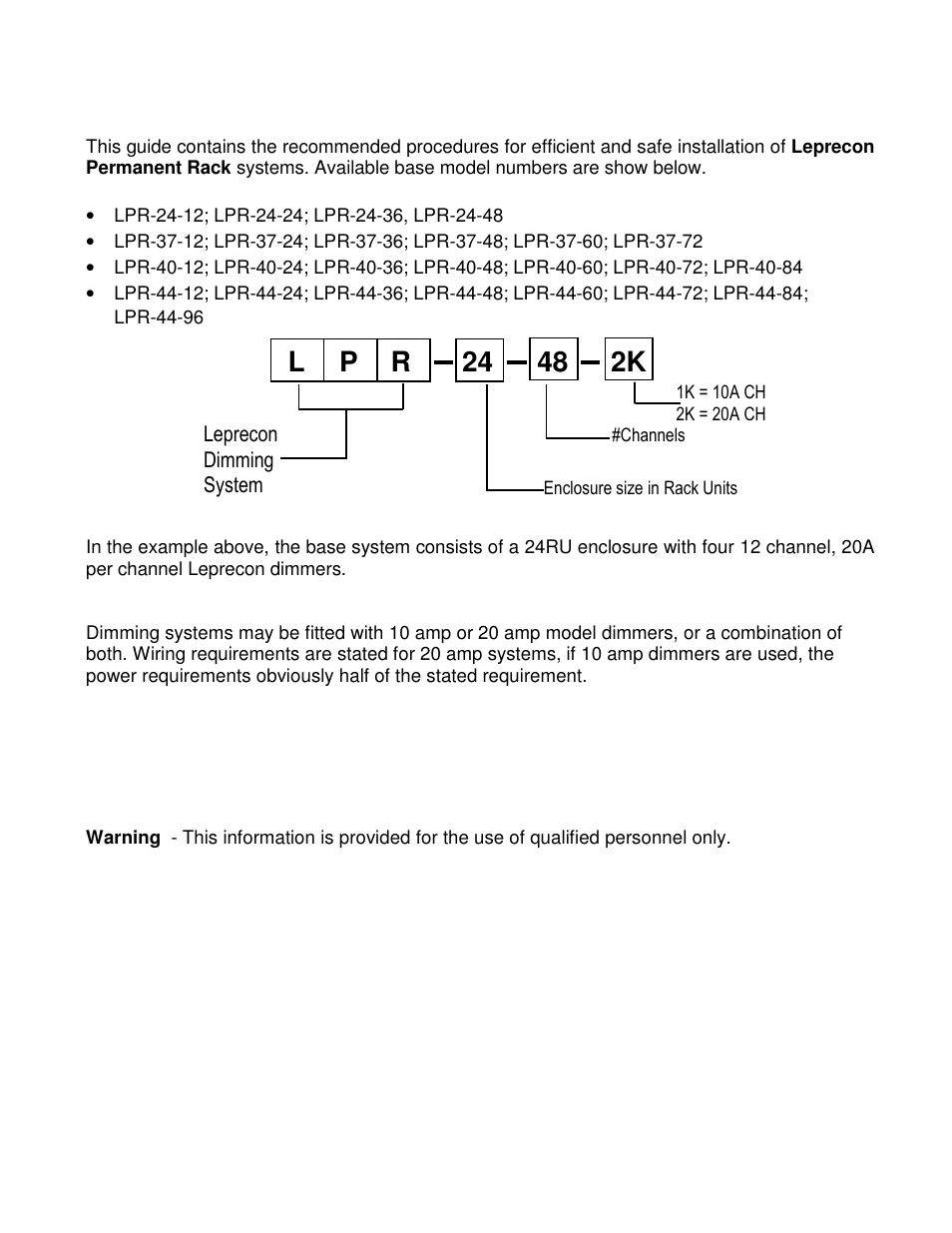 Lp r 24 48 | Leprecon VX Series permanent rack User Manual | Page 3 / 9