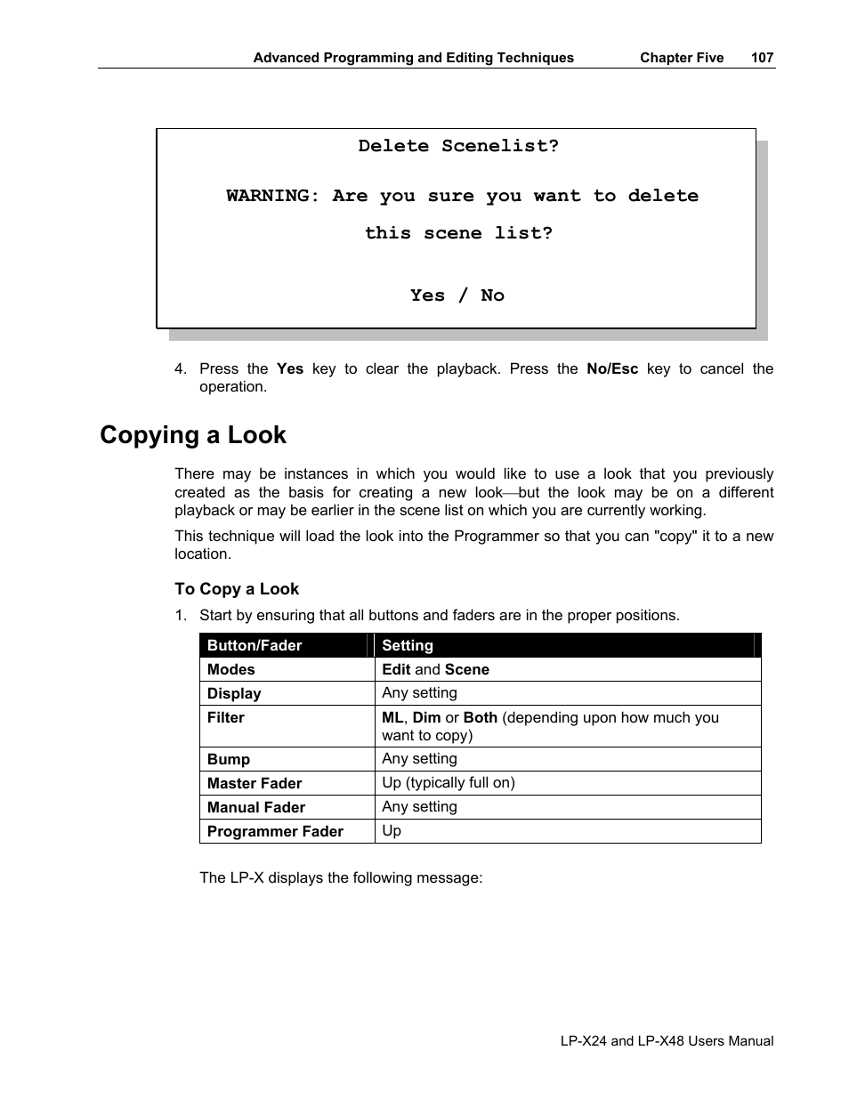 Copying a look | Leprecon LP-X24 Manual v3.2 User Manual | Page 111 / 228