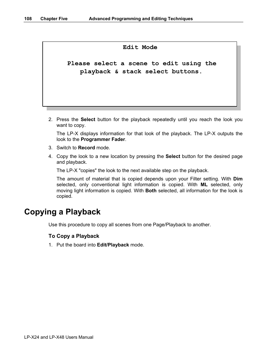 Copying a playback | Leprecon LP-X24 Manual v3.2 User Manual | Page 112 / 228