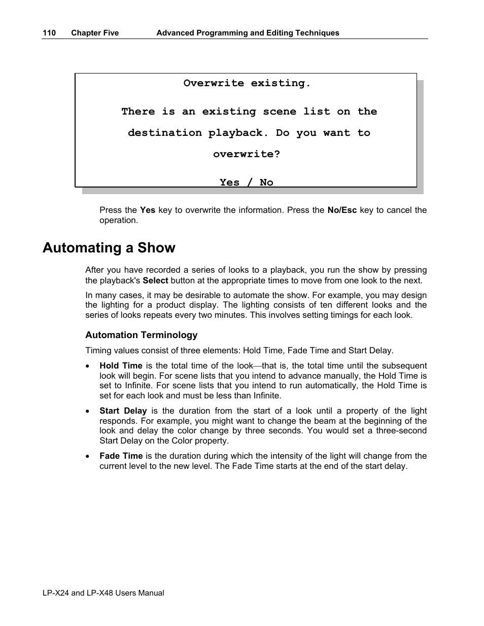 Automating a show | Leprecon LP-X24 Manual v3.2 User Manual | Page 114 / 228