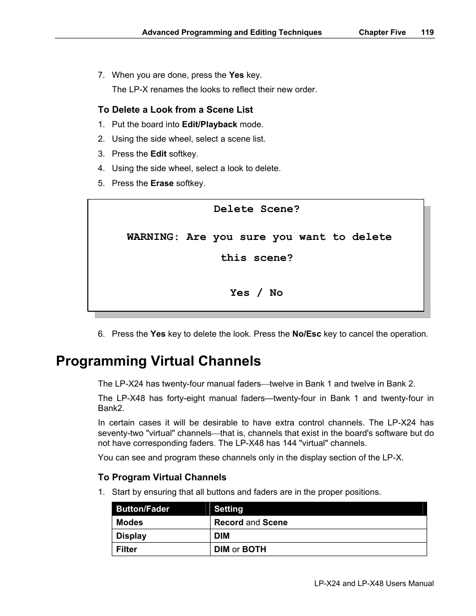 Programming virtual channels | Leprecon LP-X24 Manual v3.2 User Manual | Page 123 / 228