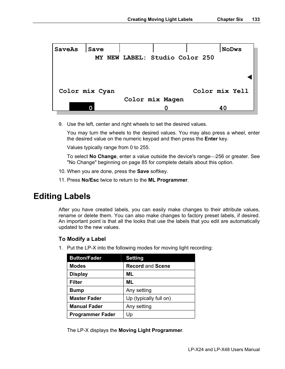 Editing labels | Leprecon LP-X24 Manual v3.2 User Manual | Page 137 / 228