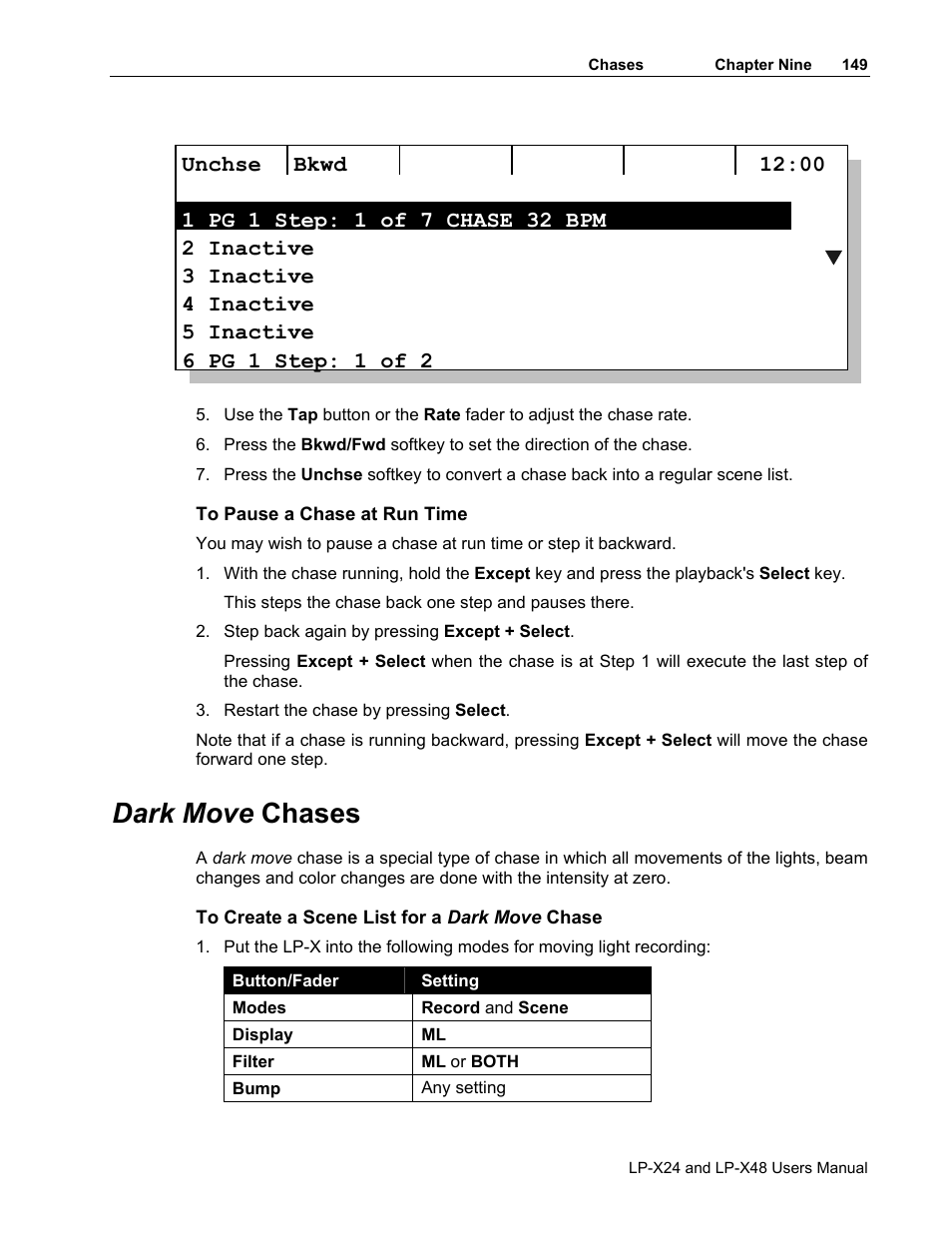Dark move chases | Leprecon LP-X24 Manual v3.2 User Manual | Page 153 / 228