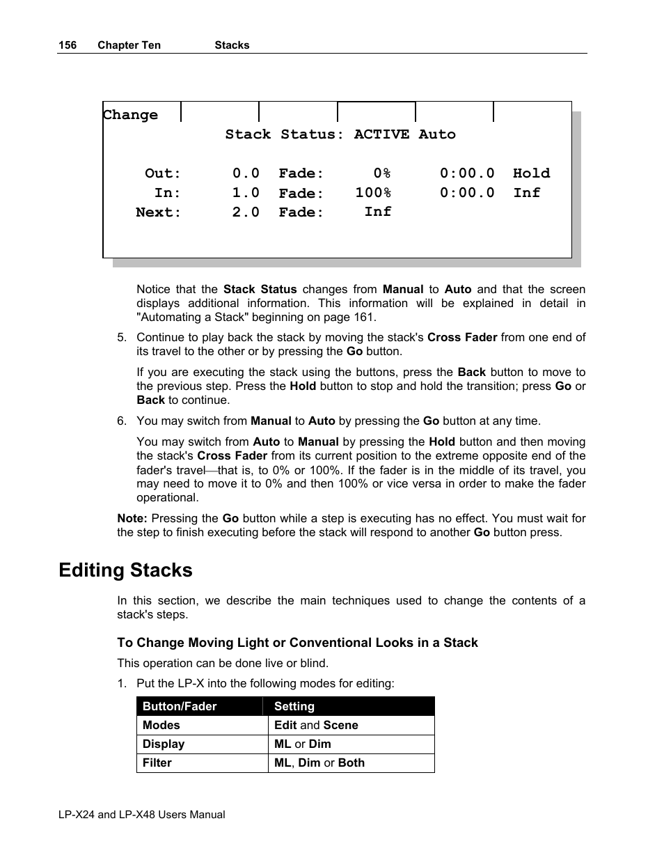 Editing stacks | Leprecon LP-X24 Manual v3.2 User Manual | Page 160 / 228