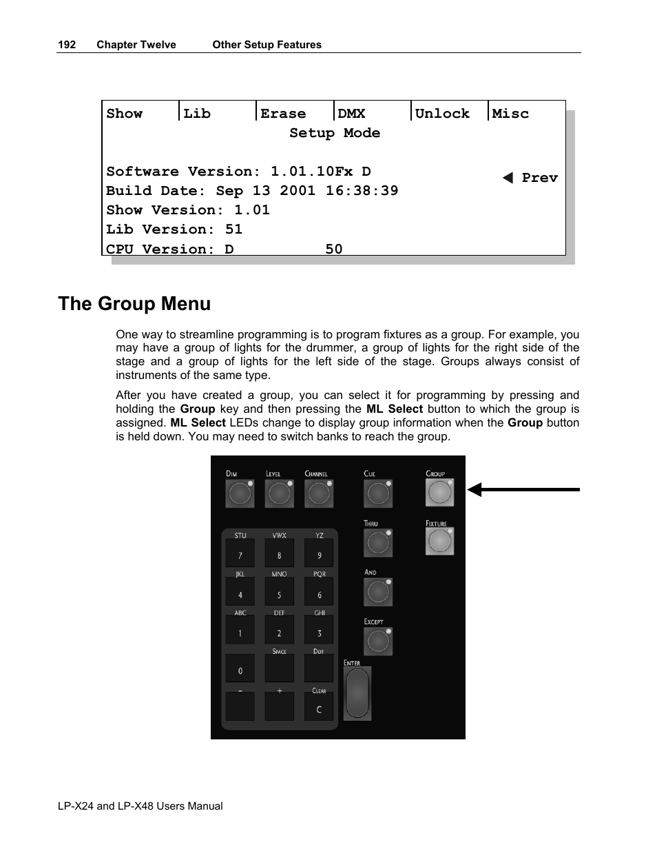 The group menu | Leprecon LP-X24 Manual v3.2 User Manual | Page 196 / 228