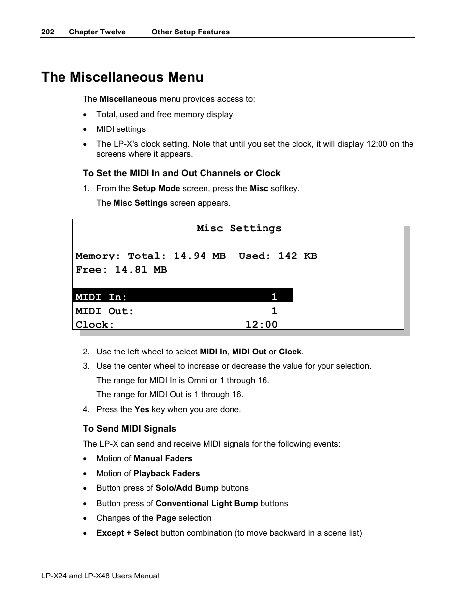 The miscellaneous menu | Leprecon LP-X24 Manual v3.2 User Manual | Page 206 / 228