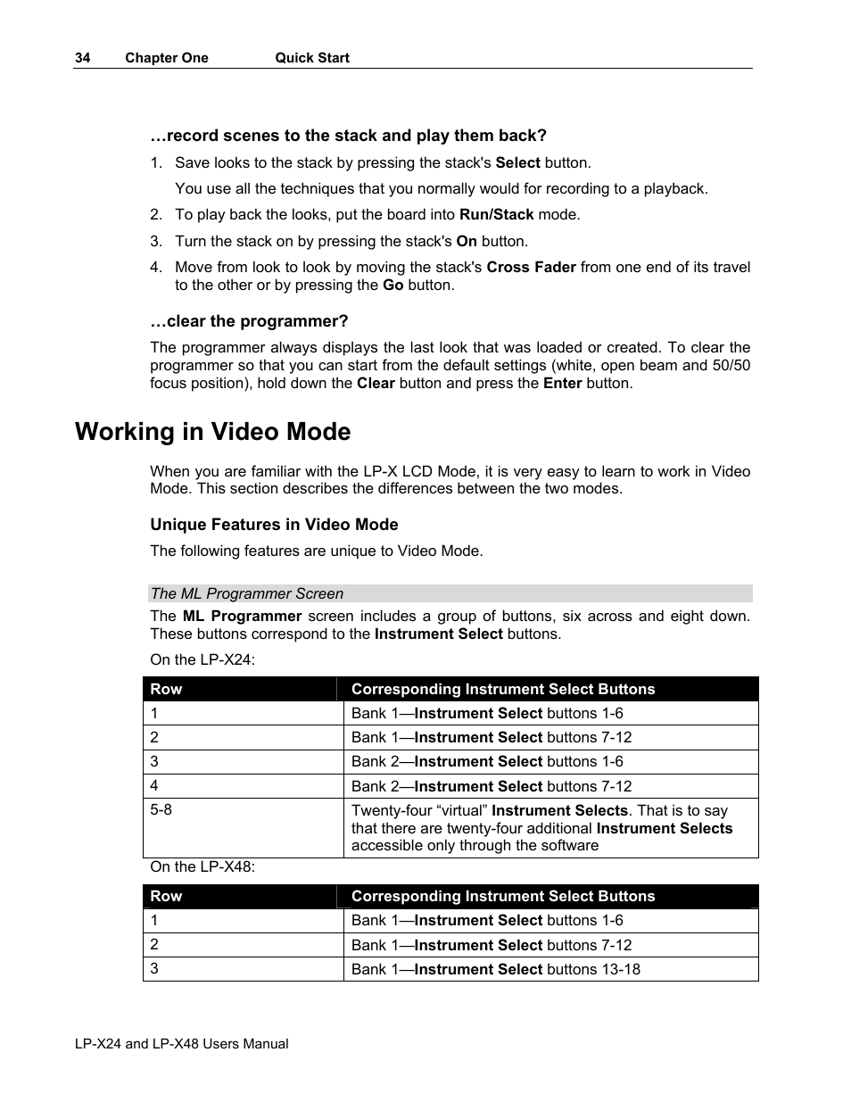 Working in video mode | Leprecon LP-X24 Manual v3.2 User Manual | Page 38 / 228