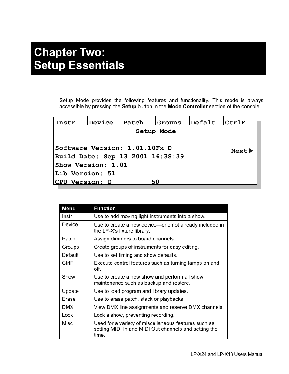 Chapter two: setup essentials | Leprecon LP-X24 Manual v3.2 User Manual | Page 47 / 228